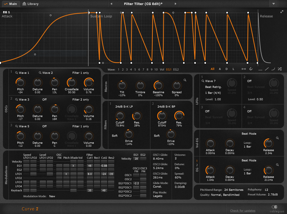 Cableguys Curve2 Mac PC Software Synthesizer w/ Waveform Editor