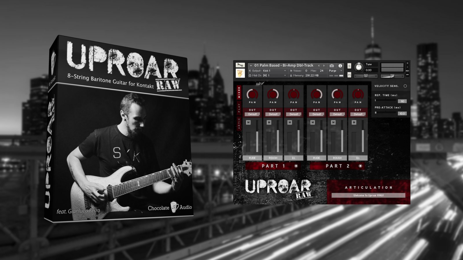 Chocolate Audio Uproar RAW 8-String Baritone Guitar For Kontakt