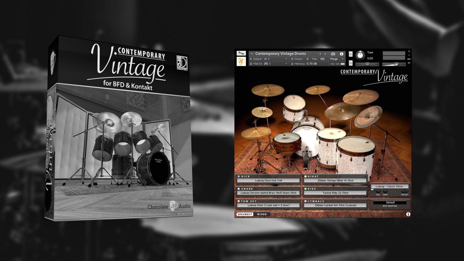 Chocolate Audio Contemporary Vintage Drums (BFD & Kontakt)