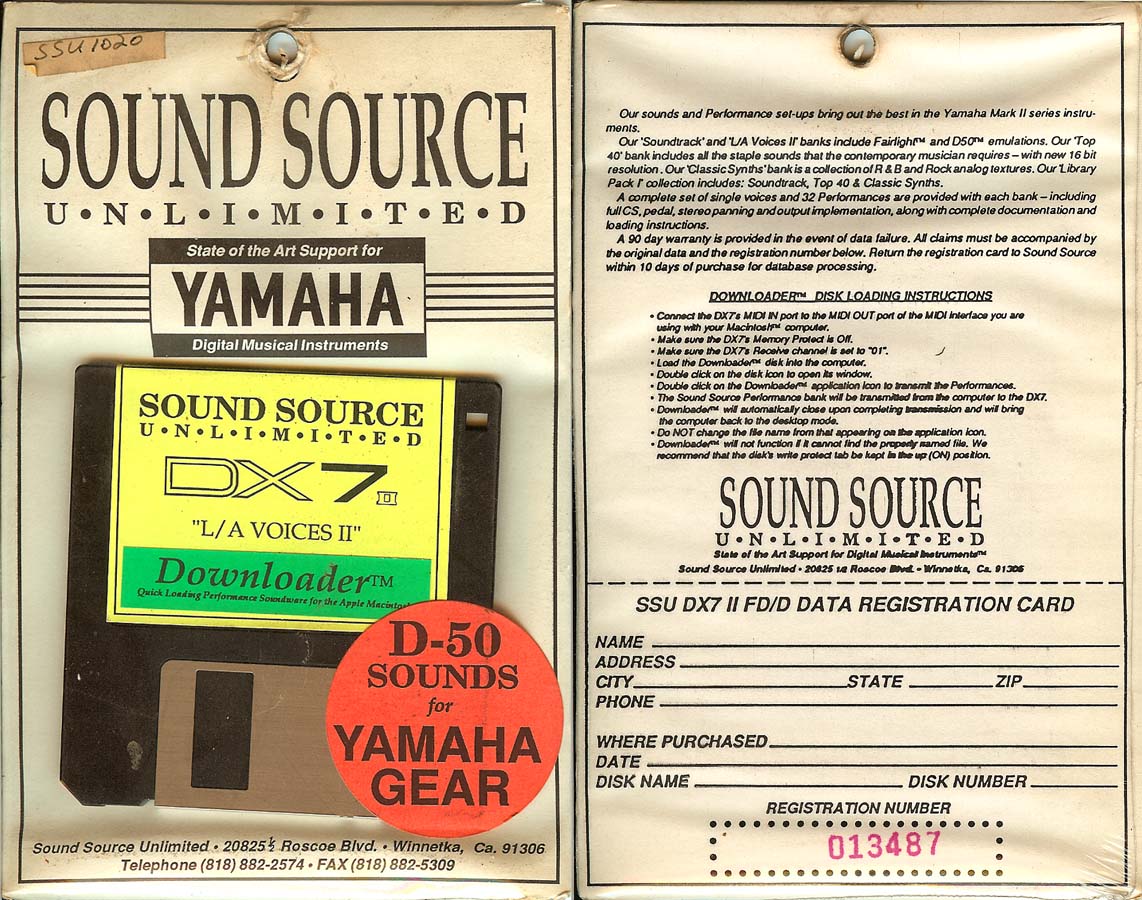 Sound Source Unlimited DX7II "LA Voices II" Mac Downloader New