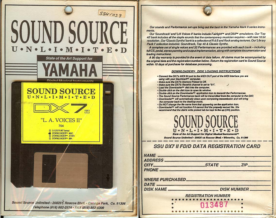 Sound Source Unlimited DX7II "LA Voices II" Mac Downloader