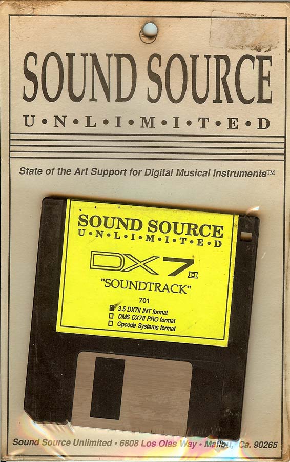 Sound Source Unlimited DX7II "Soundtrack" DX7 II Floppy Disk