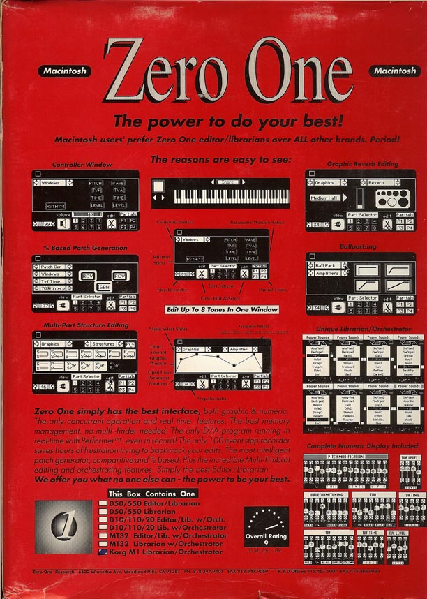 Zero 1 Korg M1 Editor/Librarian Mac OS 7