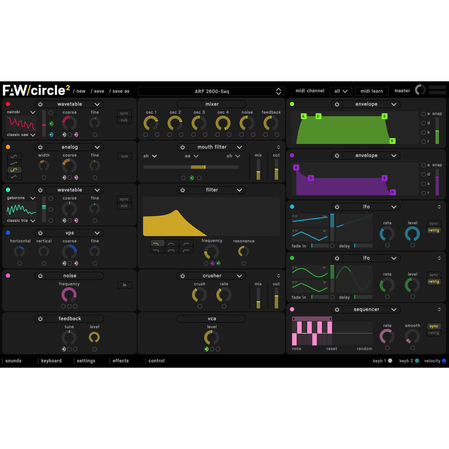 Future Audio Workshop Circle2 Vector Phase Shaping Synthesizer