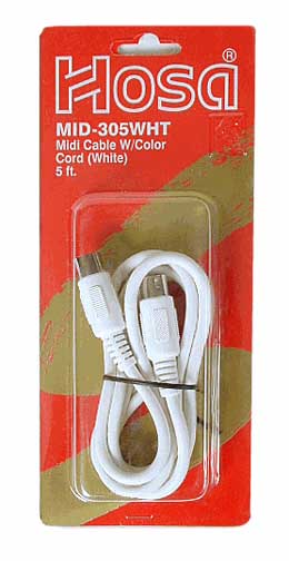 Hosa MID-305 5 foot MIDI White Cable