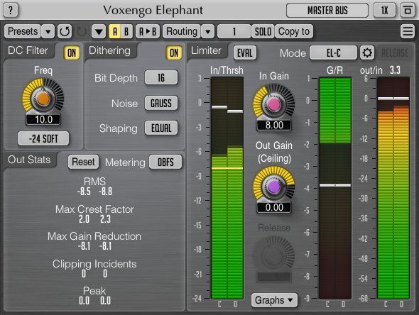 Voxengo Elephant Mac PC Mastering Limiter Plug-In