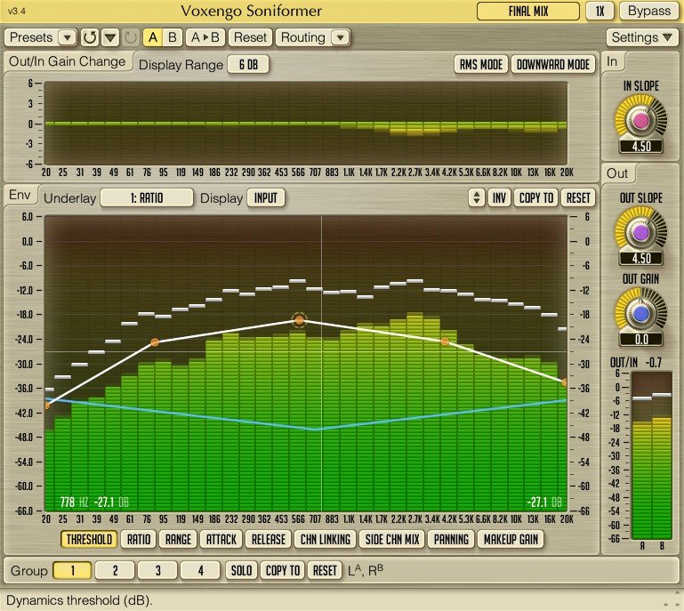 Voxengo Soniformer Mac PC Spectral Mastering Dynamics Processor