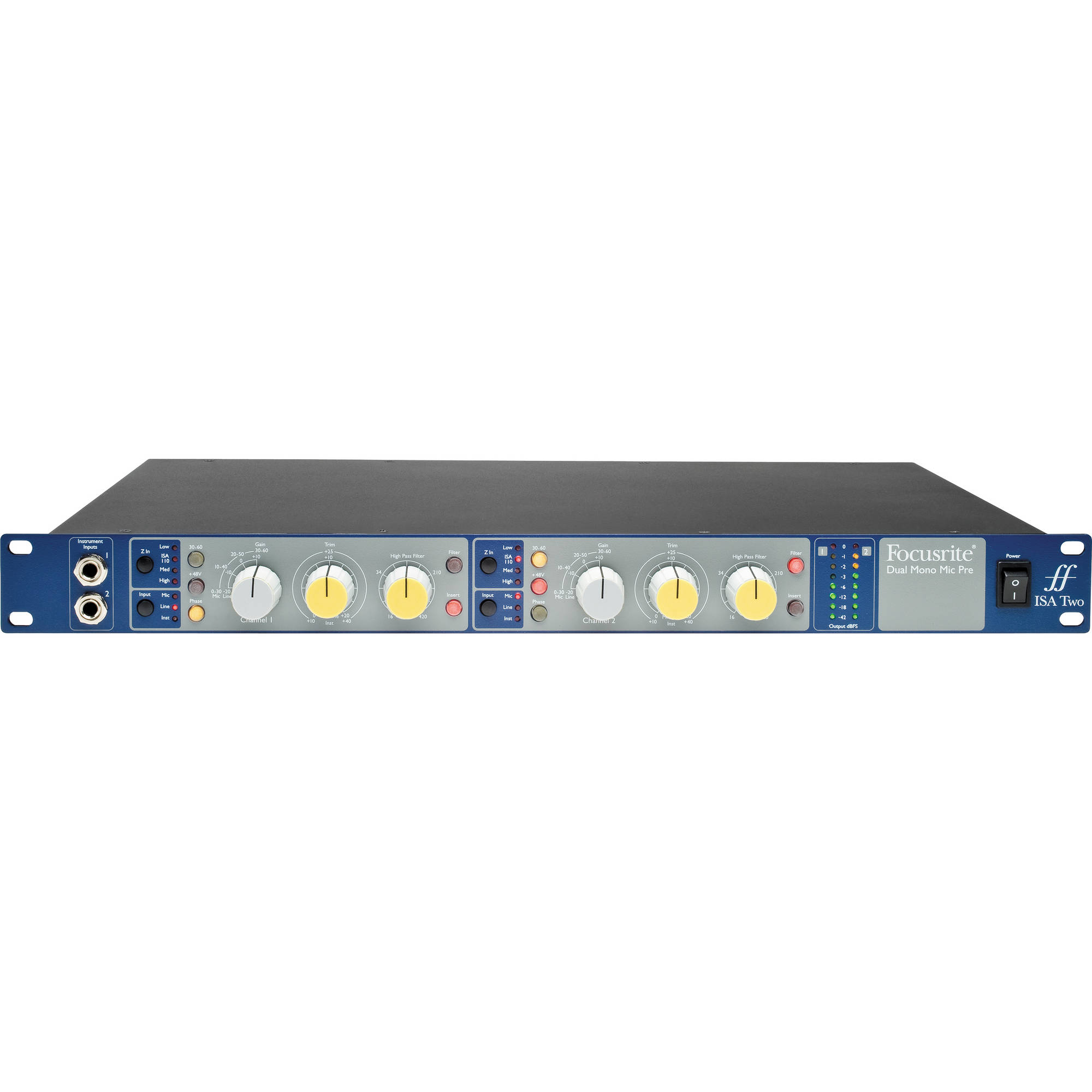 Focusrite ISA Two Dual Microphone Preamp in a Single Rack Space